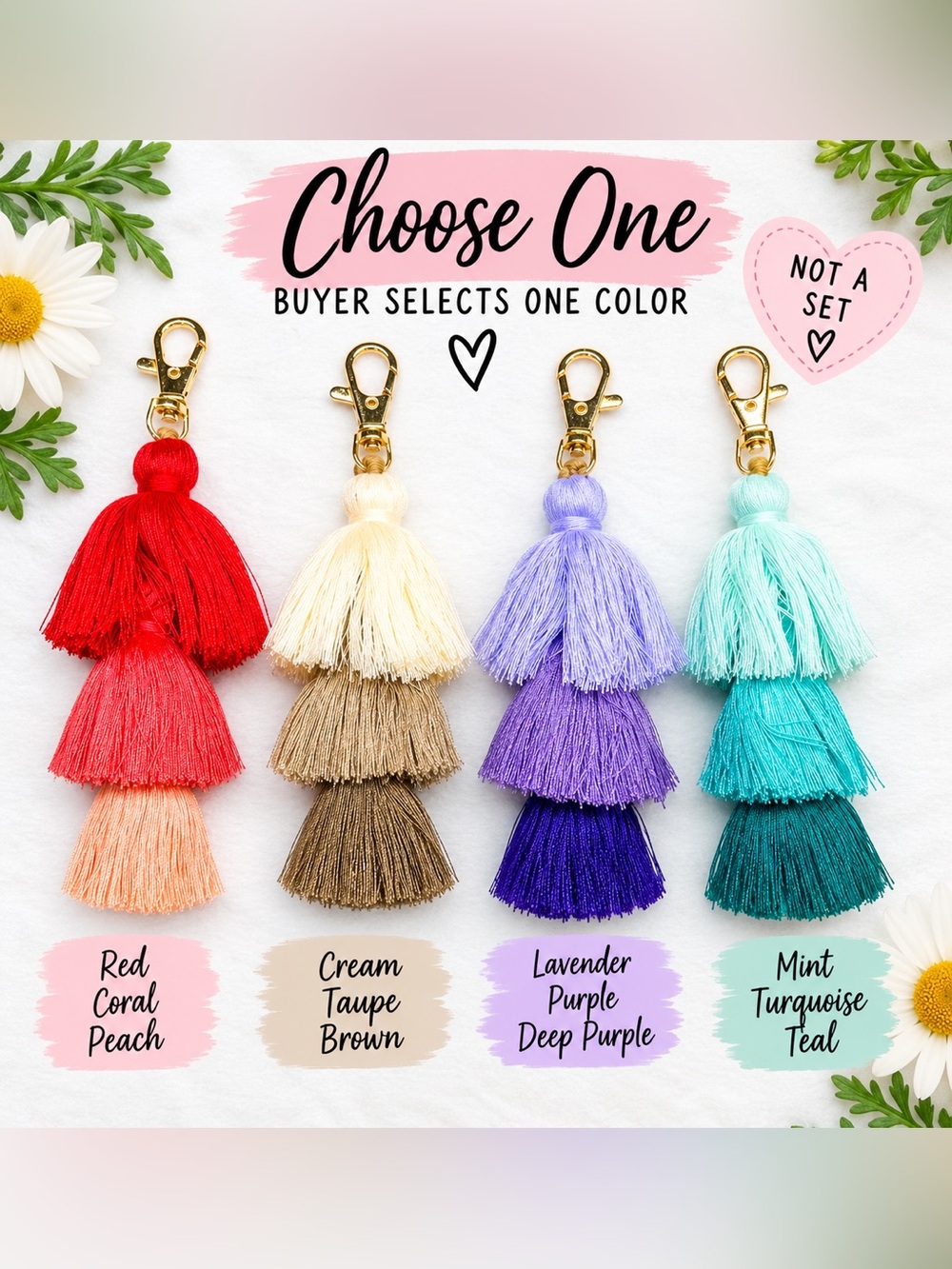 Triple Tier Tassel Bag Charm Keychain – Buyer Selects One Color